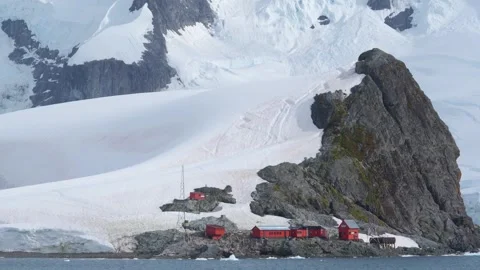 February 2, 2026 - Antarctica: Close Up Almirante Brown Antarctic Base (Bas.. Stock Footage 342653633