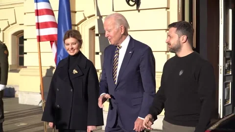 February 20, 2023. Visit by U.S. President Joe Biden to Ukraine during war Stock Footage 332944411
