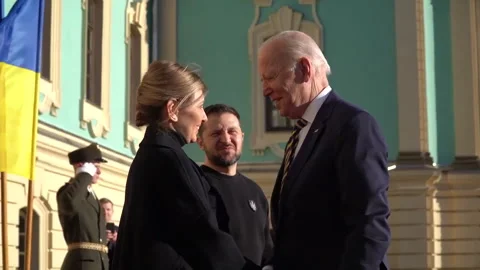 February 20, 2023. Visit by U.S. President Joe Biden to Ukraine during war Stock Footage 332944420