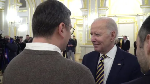 February 20, 2023. Visit by U.S. President Joe Biden to Ukraine during war Stock Footage 332944425