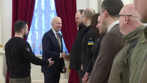 February 20, 2023. Visit by U.S. President Joe Biden to Ukraine during war Stock Footage 332944430