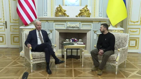 February 20, 2023. Visit by U.S. President Joe Biden to Ukraine during war Stock Footage 332944435