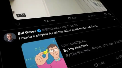 FEBRUARY 20, 2024: Scrolling Bill Gates, X App, Profile Page on an iPhone Stock Footage 265152940
