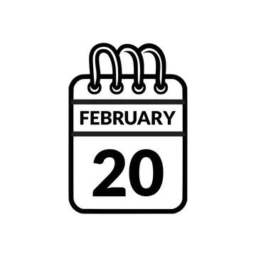 February 20 Calendar icon vector illustration. Stock Illustration