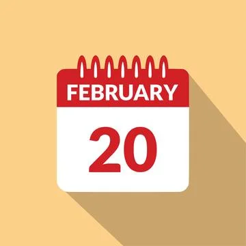 February 20 Calendar icon vector illustration. Stock Illustration