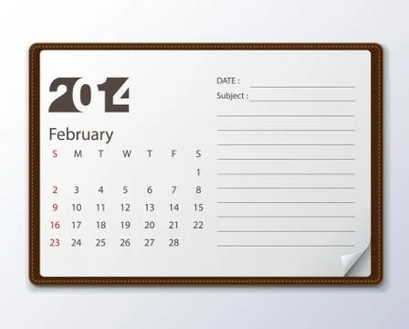 February 2014 calendar Stock Illustration