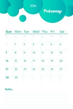 February 2016 Stock Illustration