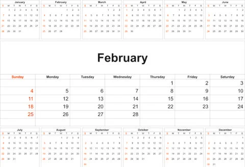 February 2018 desk calendar vector illustration, simple and clean design. Stock Illustration