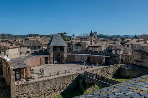February 21, 2026. High angle view of the inner courtyard and stone bridge at Фото