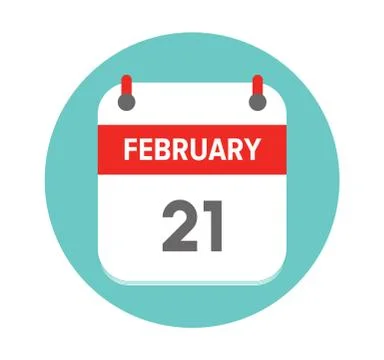February 21. Vector flat daily calendar icon. Date and time, day, month. Holi Stock Illustration