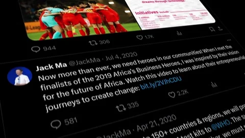 FEBRUARY 22, 2024: Scrolling Jack Ma, X App, Profile Page on an iPhone Stock Footage 265459671