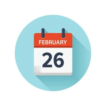 February 26. Vector flat daily calendar icon. Date and time, day, month 2018 Ilustração Stock