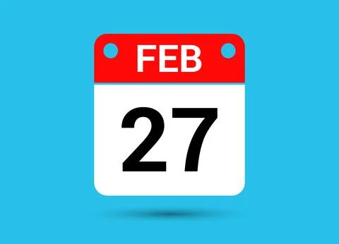 February 27 Calendar Date Flat Icon Day 27 Vector Illustration Stock Illustration