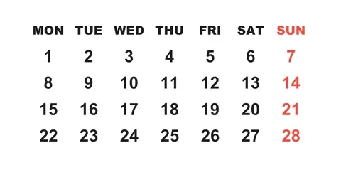 February 28, 2027, Animated 2025 planner showcasing February calendar, Stock Footage 320082540