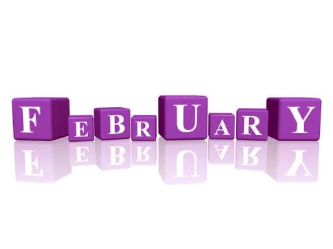 February in 3d cubes Stock Illustration