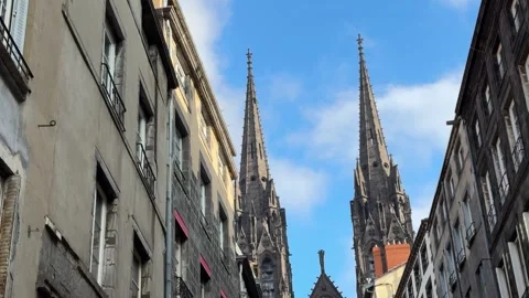 February 4, 2025 - Clermont-Ferrand, France - Cathedral exterior during daylight Stock Footage 338147077