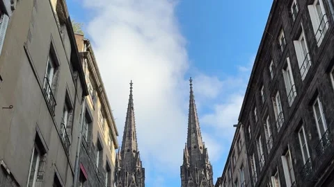 February 4, 2025 - Clermont-Ferrand, France - Cathedral exterior during daylight Stock Footage 338147085