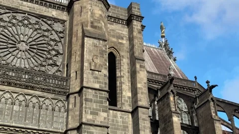 February 4, 2025 - Clermont-Ferrand, France - Cathedral exterior during daylight Stock Footage 338147108