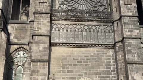 February 4, 2025 - Clermont-Ferrand, France - Cathedral exterior during daylight Stock Footage 338147115