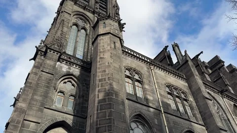 February 4, 2025 - Clermont-Ferrand, France - Cathedral exterior during daylight Stock Footage 338147148
