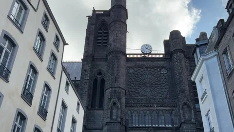 February 4, 2025 - Clermont-Ferrand, France - Cathedral exterior during daylight Stock Footage 338147181
