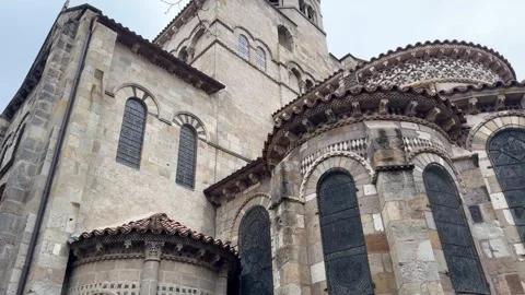 February 4, 2025 - Clermont-Ferrand, France - Cathedral exterior during daylight Stock Footage 338147194