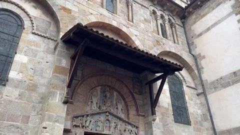 February 4, 2025 - Clermont-Ferrand, France - Cathedral exterior during daylight Stock Footage 338147202