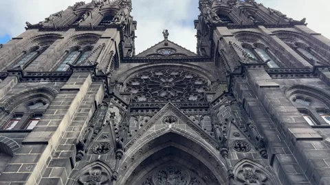 February 4, 2025 - Clermont-Ferrand, France - Cathedral exterior during daylight Stock Footage 338147204