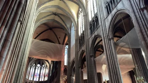 February 4, 2025 - Clermont-Ferrand, France - Cathedral interior view Stock Footage 338147237