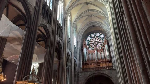 February 4, 2025 - Clermont-Ferrand, France - Cathedral interior view Stock Footage 338147251