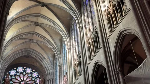 February 4, 2025 - Clermont-Ferrand, France - Cathedral interior view Stock Footage 338147267