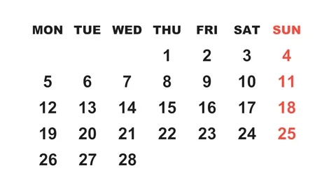 February 4, 2029, Animated 2027 planner showcasing February calendar, Stock Footage 320079975