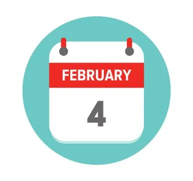 February 4. Vector flat daily calendar icon. Date and time, day, month. Holid Stock Illustration