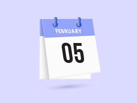 February 5 - calendar and Time planner. Daily Calendar Icon reminder. Vecto.. Stock Illustration