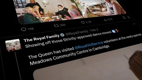 FEBRUARY 6, 2024: Scrolling The Royal Family, X App, Profile Page on an iPhone Stock Footage 263819965
