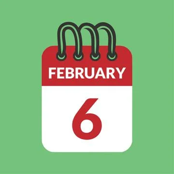 February 6 Calendar icon vector illustration. Stock Illustration