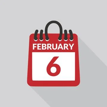 February 6 Calendar icon vector illustration. Illustrazione stock