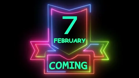 February 7 coming neon light border 库存影片 330557109