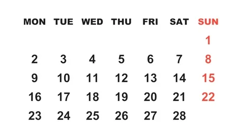 February 8, 2026, Animated 2030 planner showcasing February calendar, Stock Footage 320080397
