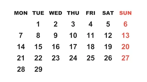 February 8, 2028, Animated 2026 planner showcasing February calendar, Stock Footage 320080407