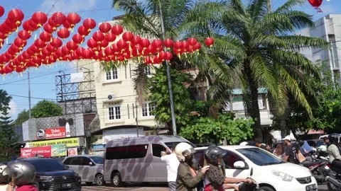 February 9, 2024. Solo, Central Java, Indonesia. Outside Pasar Gede, the day Stock Footage 264074693
