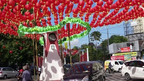 February 9, 2024. Solo, Central Java, Indonesia. Outside Pasar Gede, the day Stock Footage 264074833