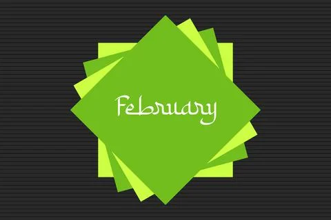 February Arabic style typography text on green square shape vector illustration Stock Illustration