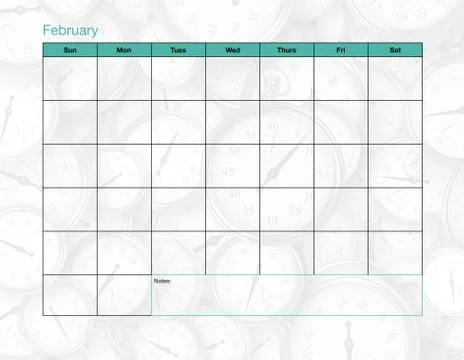 February Blank Calendar Stock Illustration