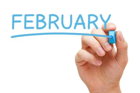 February Blue Marker Stockfoto's