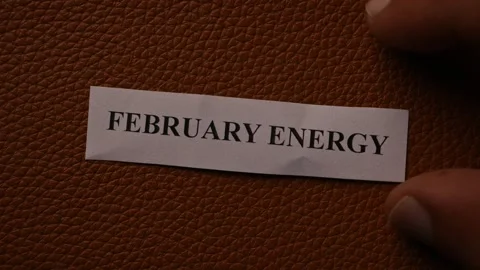 February Energy Inspiration Note on Brown Leather Texture Background Stock Footage 337750248
