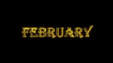 February golden text animation particles shiny gold Stock Footage 296820488