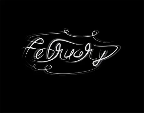 February Lettering Text on black background in vector illustration Stock Illustration