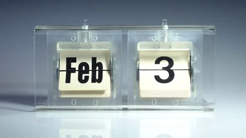 February. Mechanical tabletop flip calendar. Stock Footage 83275510