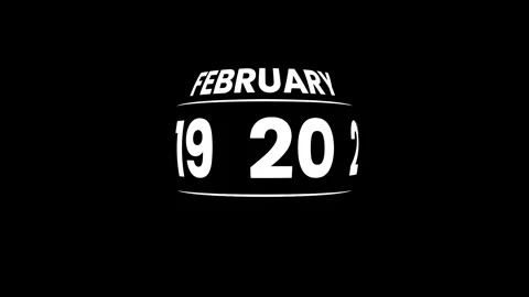February month calendar, scrolling numbers animation Stock Footage 324126155